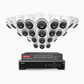 H800 - Kit de surveillance PoE 4K à 32 canaux avec 24 caméras, vision nocturne en couleur et infrarouge, Détection de personnes et de véhicules, Microphone intégré, Champ de vision de 96°, RTSP et ONVIF pris en charge, Switch PoE 16 ports inclus